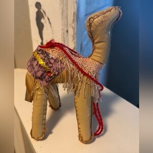 Vintage Hand Stitch Leather Camel Figure Toy Made in Egypt